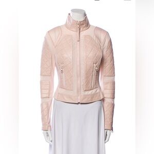 Blanc Noir Leather Moto Jacket, Pink